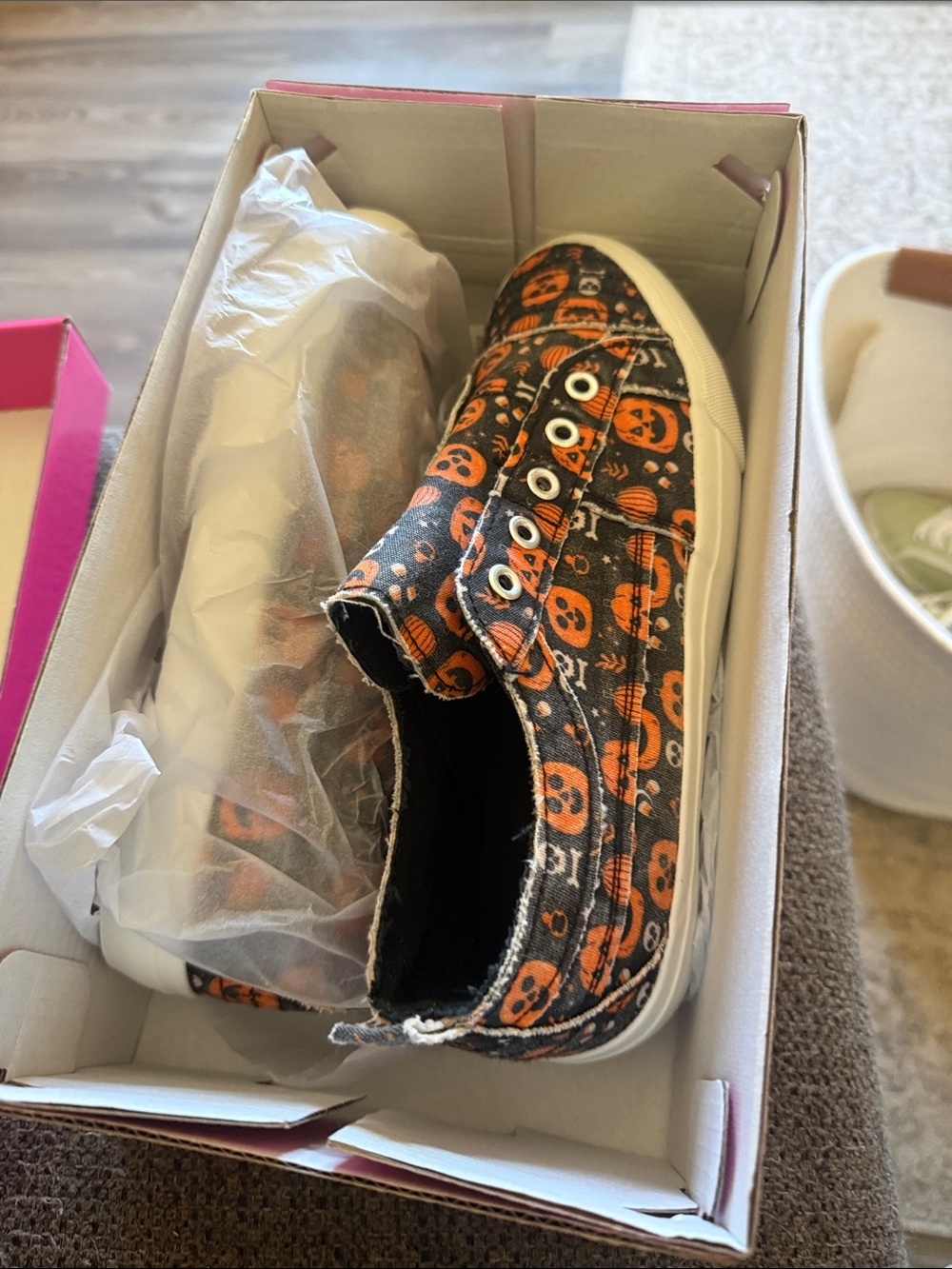 Corkys Black and Orange Halloween Pumpkin Slip-On Sneakers
